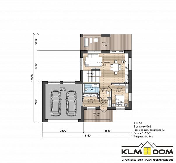 Проект кирпичного дома КЛМ 012